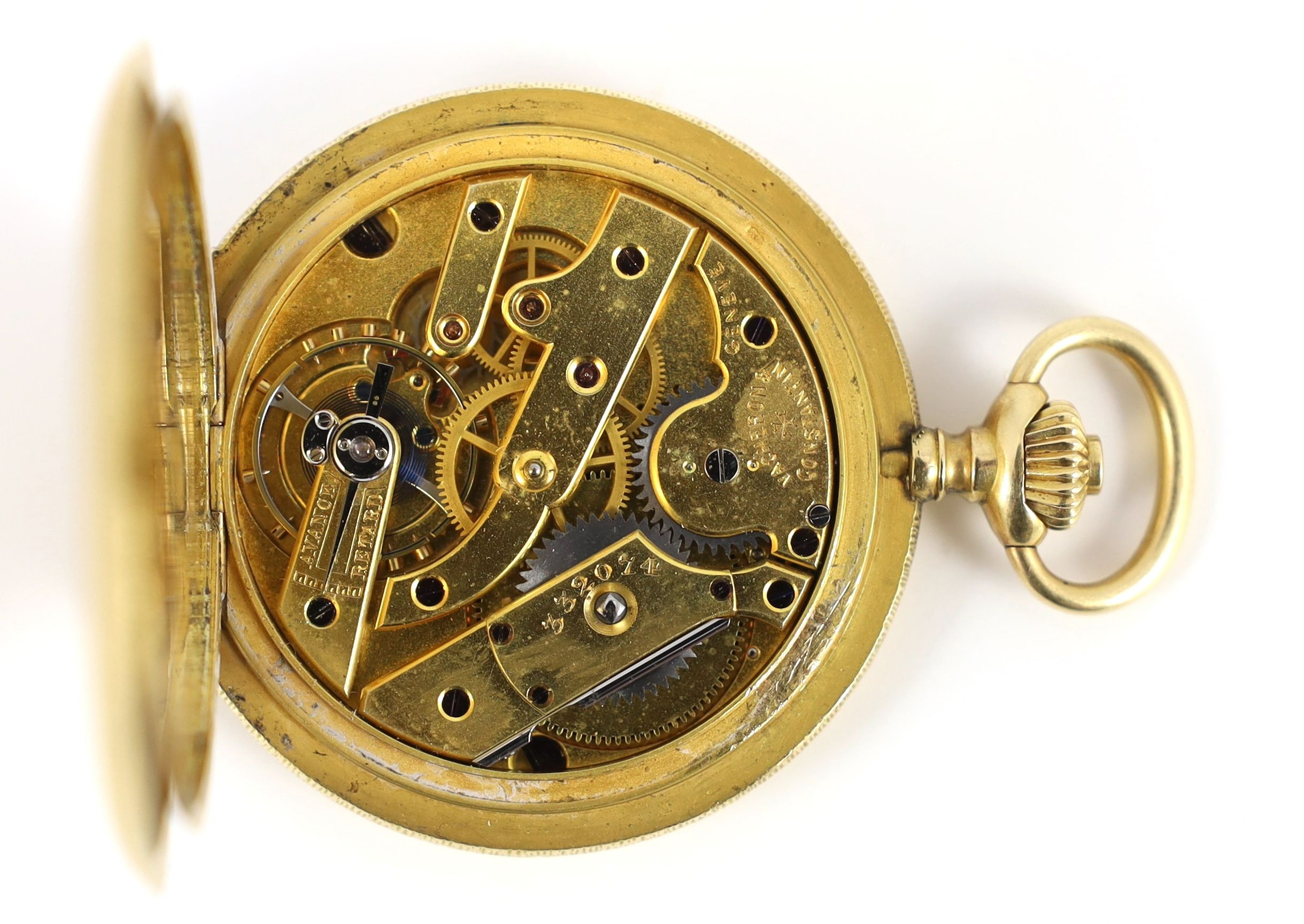 An early 20th century 18k gold Vacheron & Constantin keyless hunter dress pocket watch